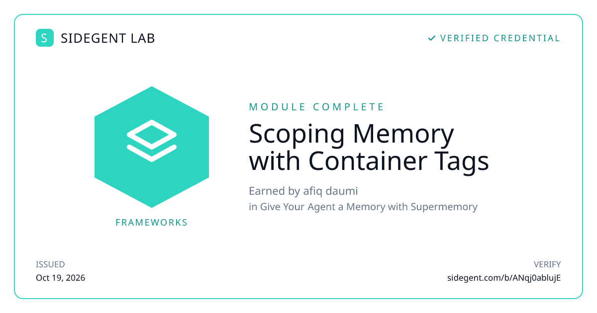 Scoping Memory with Container Tags badge