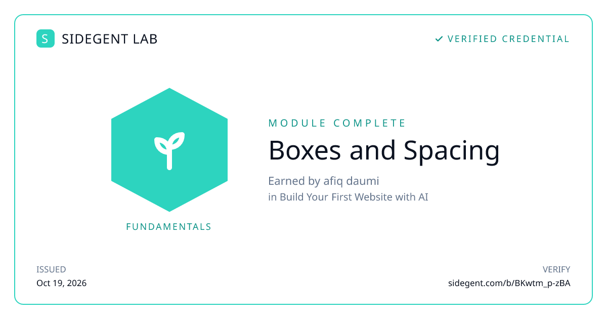 Boxes and Spacing badge
