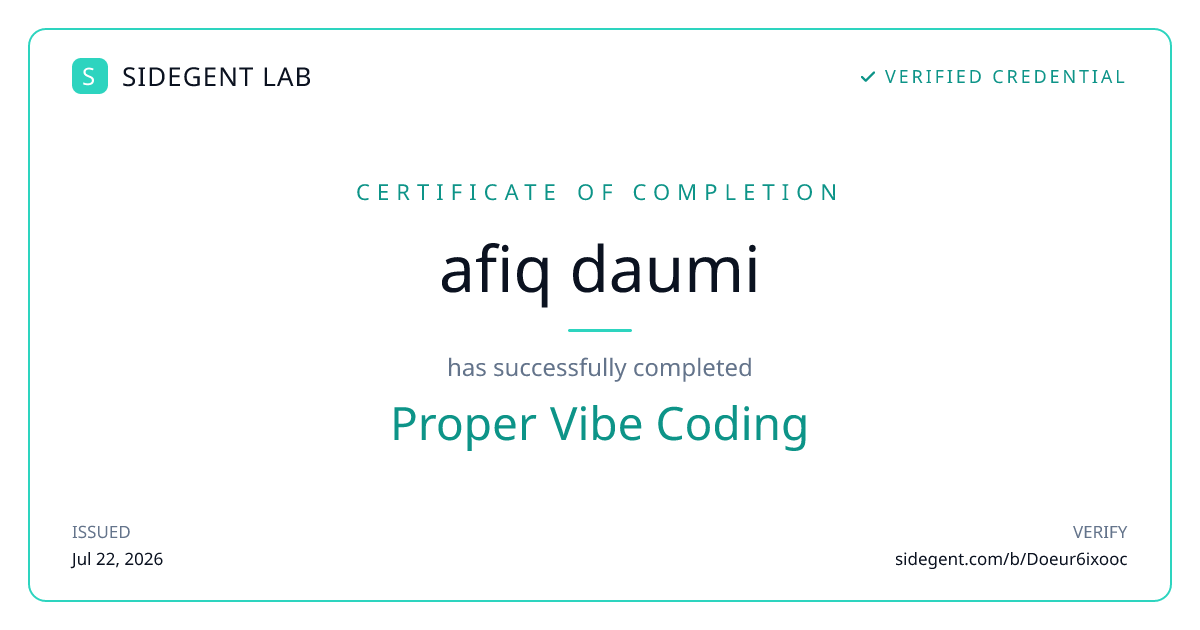 Proper Vibe Coding certificate