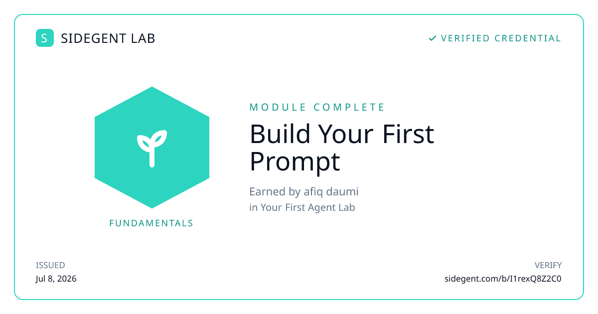 Build Your First Prompt badge