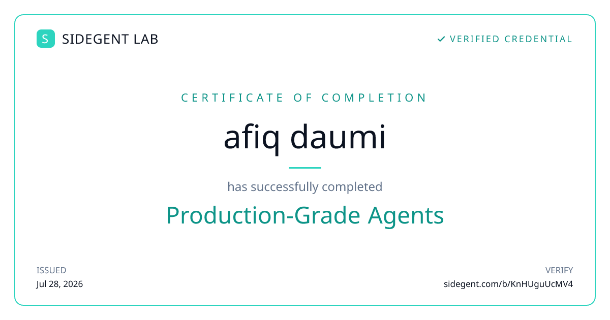 Production-Grade Agents certificate