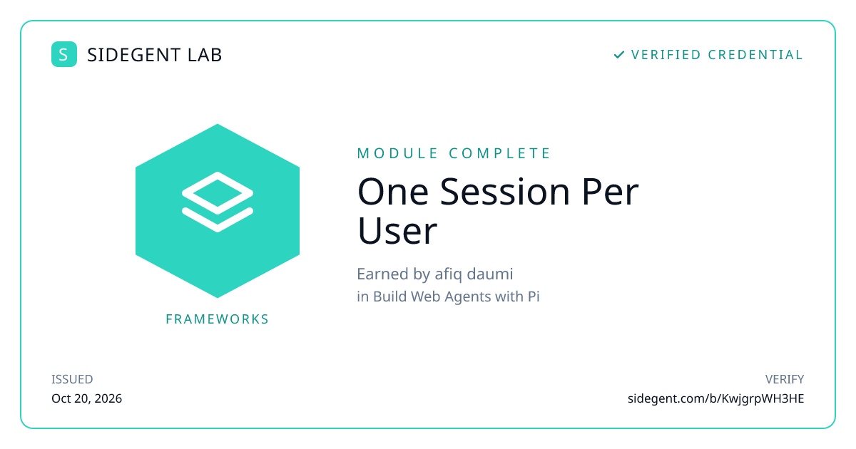 One Session Per User badge