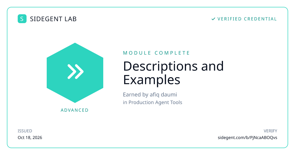 Descriptions and Examples badge