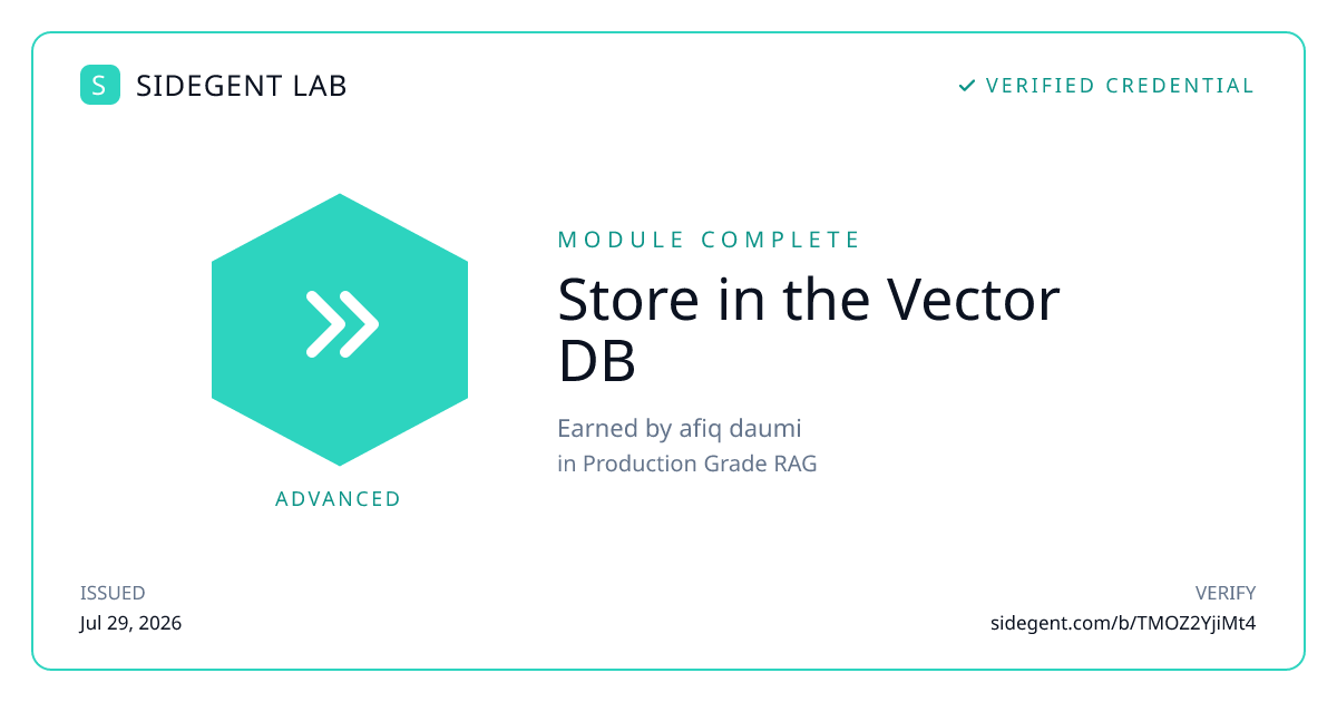 Store in the Vector DB badge