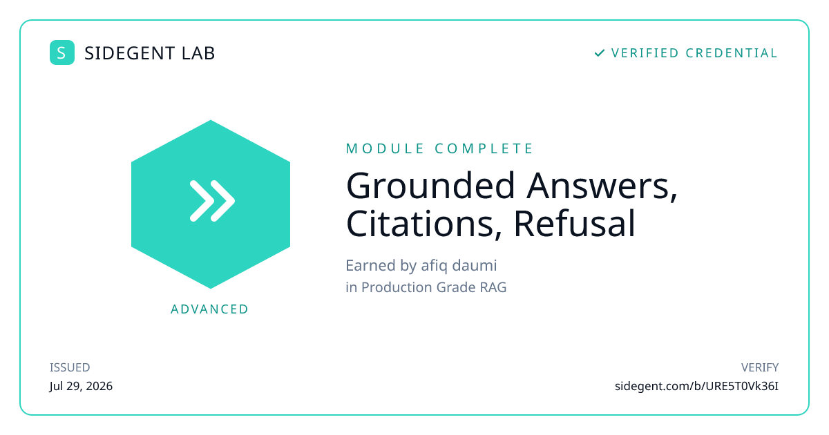 Grounded Answers, Citations, Refusal badge