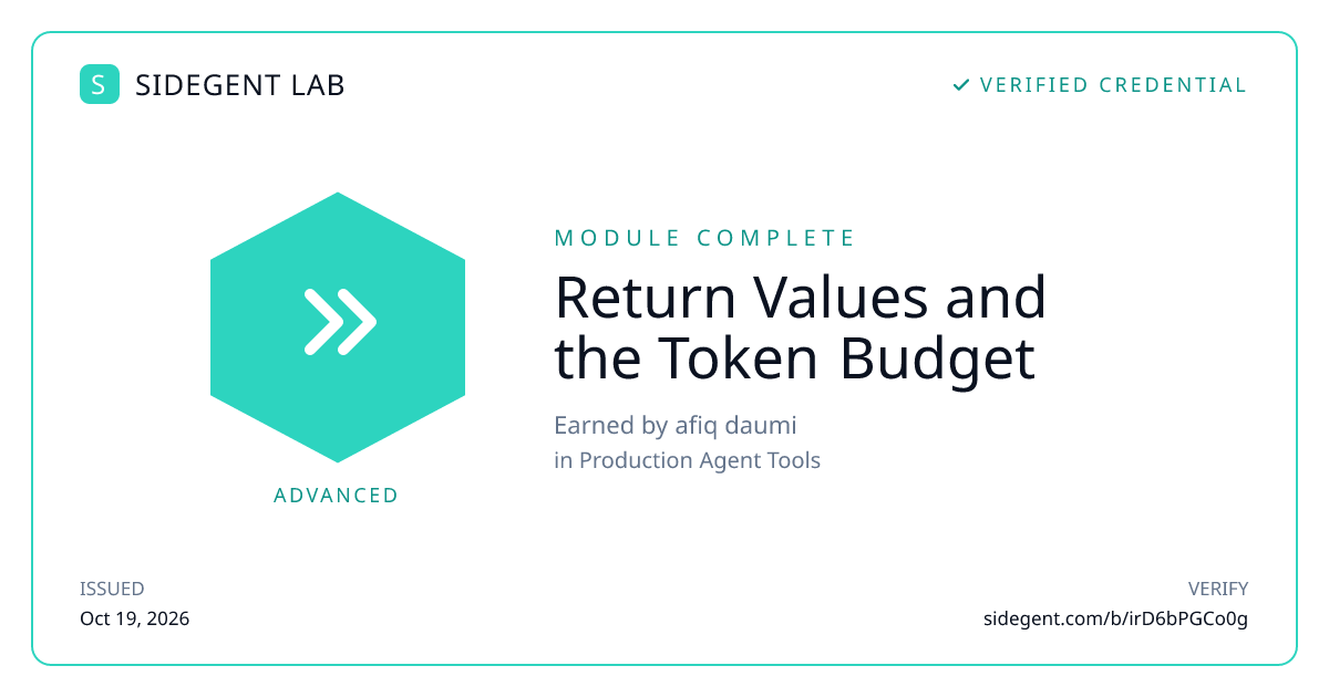 Return Values and the Token Budget badge