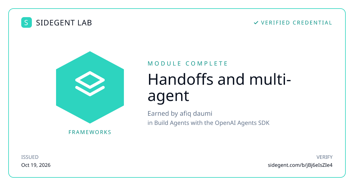 Handoffs and multi-agent badge