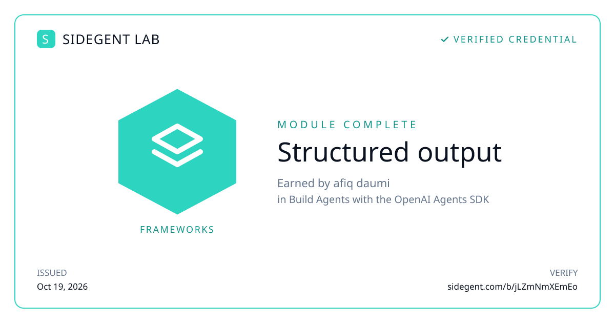Structured output badge