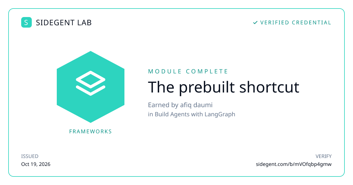 The prebuilt shortcut badge