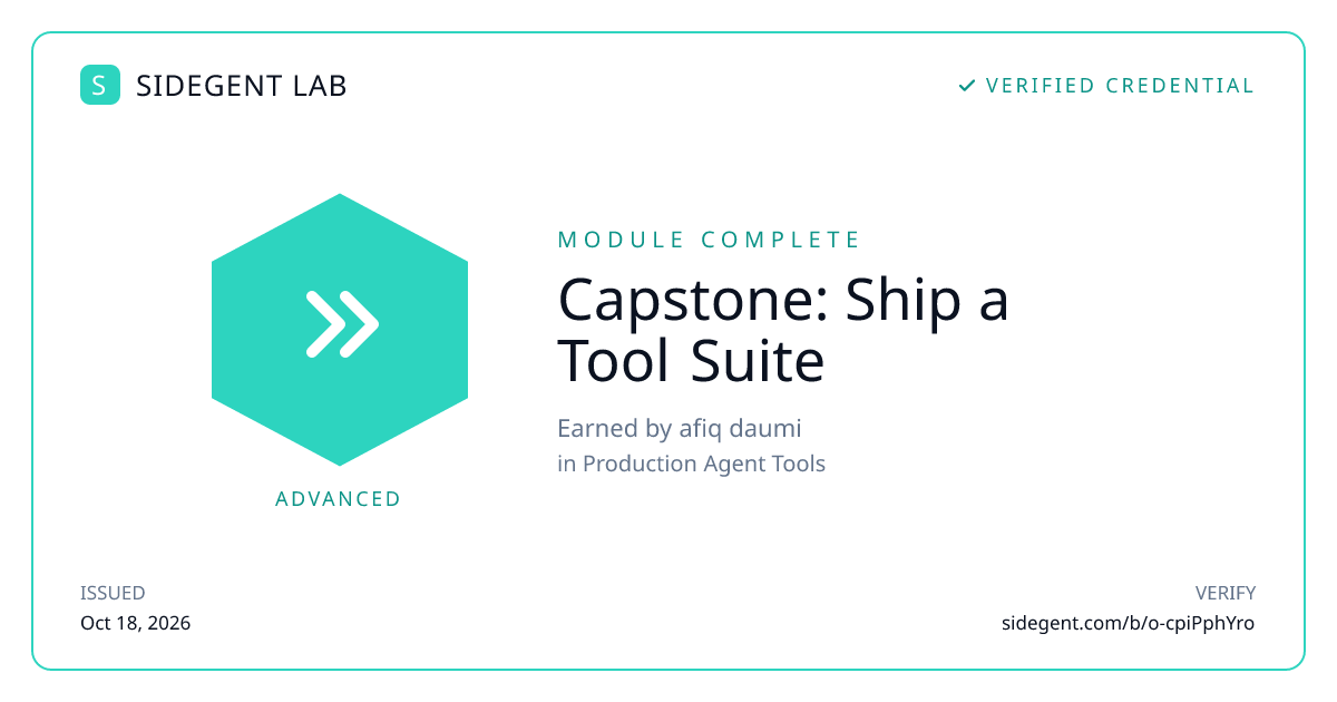 Capstone: Ship a Tool Suite badge