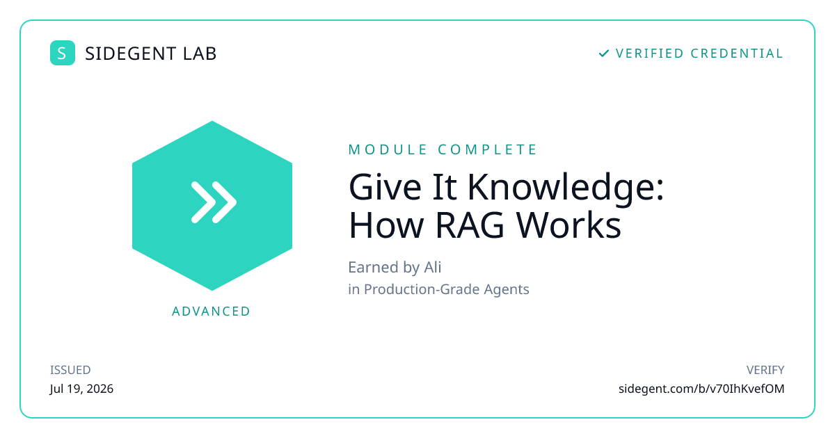 Give It Knowledge: How RAG Works badge